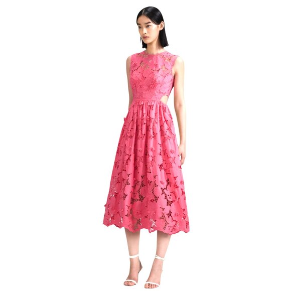 Self-Portrait Lace Pattern Midi Length Dress Size: M | US 8 UK 12 NEW - Picture 4 of 10